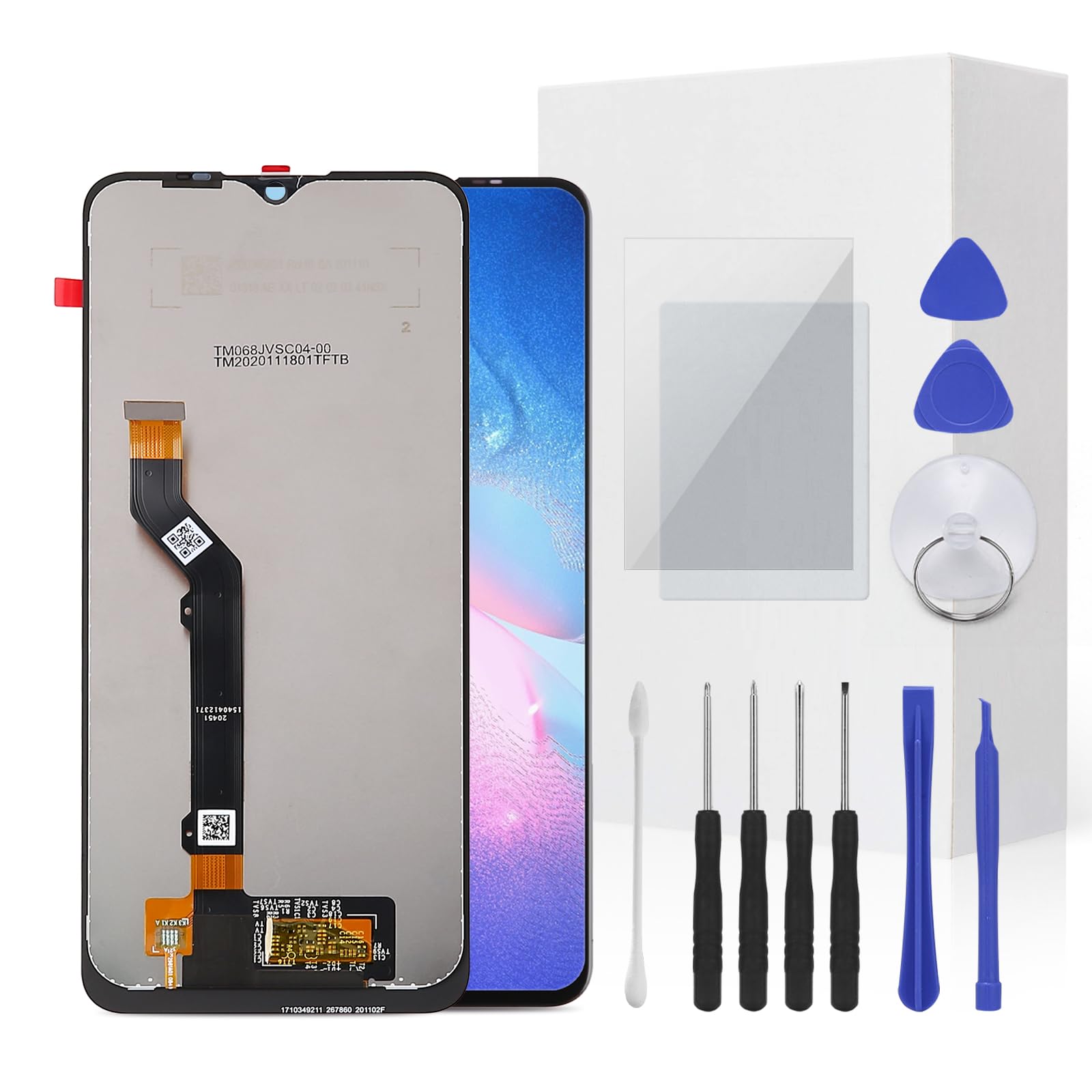 JENCYFU for Cricket Ovation 2 / AT&T Maestro Max EC1002 Screen Replacement Kit Full LCD Screen Display Touch Digitizer Full Assembly with Repair Tool for Model 6.82inch