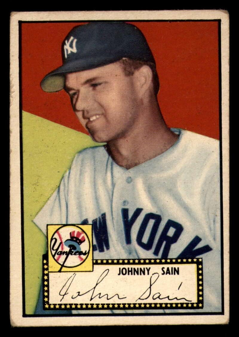 Baseball MLB 1952 Topps #49 Johnny Sain ERR VG Very Good Yankees