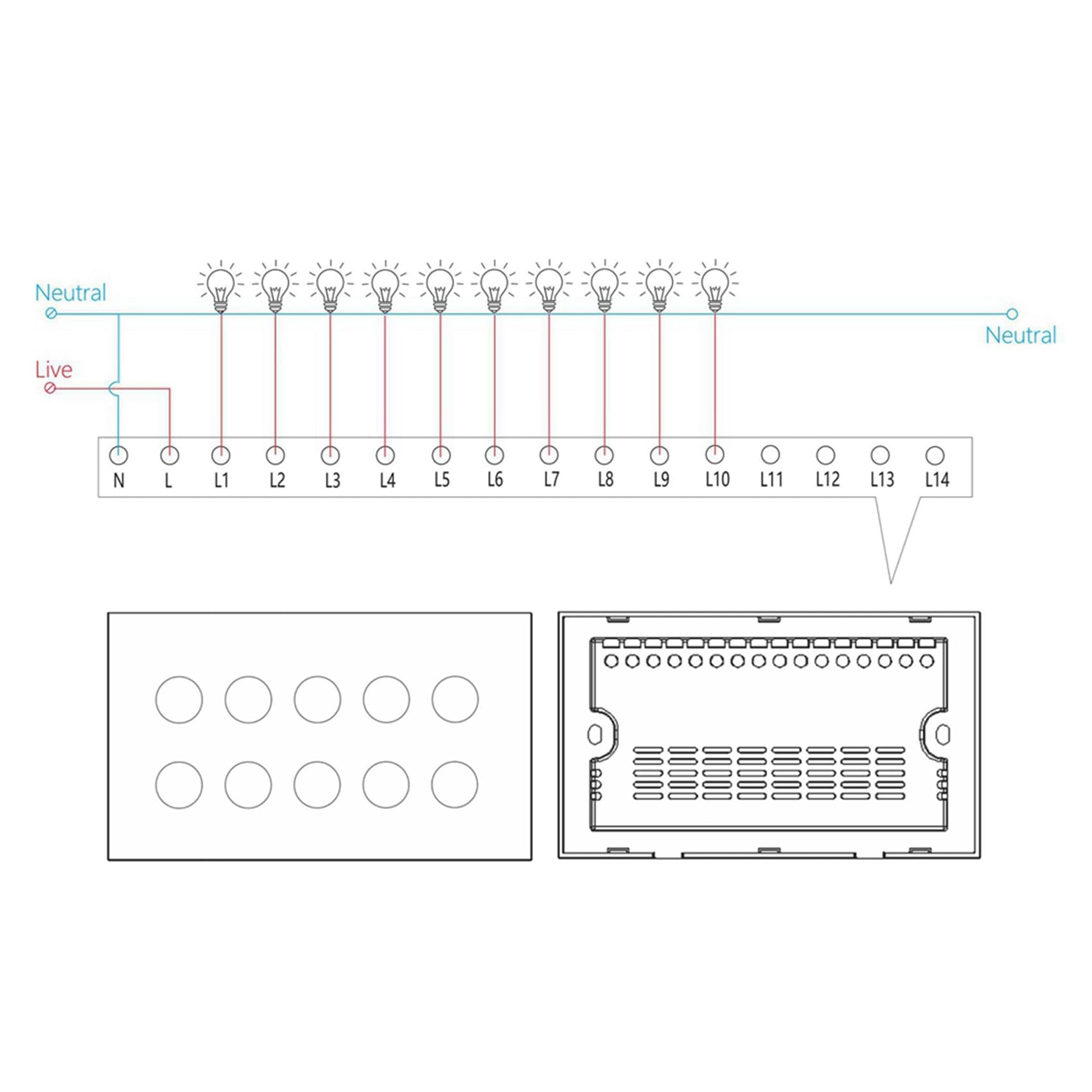 2X Interruptor de Pared con Luz TáCtil Inteligente WIFI, Panel de Cristal de 8 Entradas, Tuya Smart Life para y Home, Color