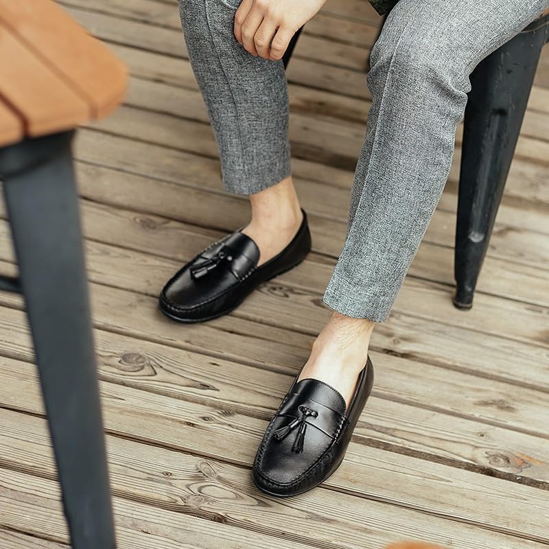 Men's Casual Loafers Slip On Leather Shoes Classic Moccasins Dress Shoes2