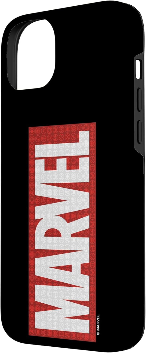 iPhone 14 Plus Marvel Classic Brick Logo with Super Hero Icons Case