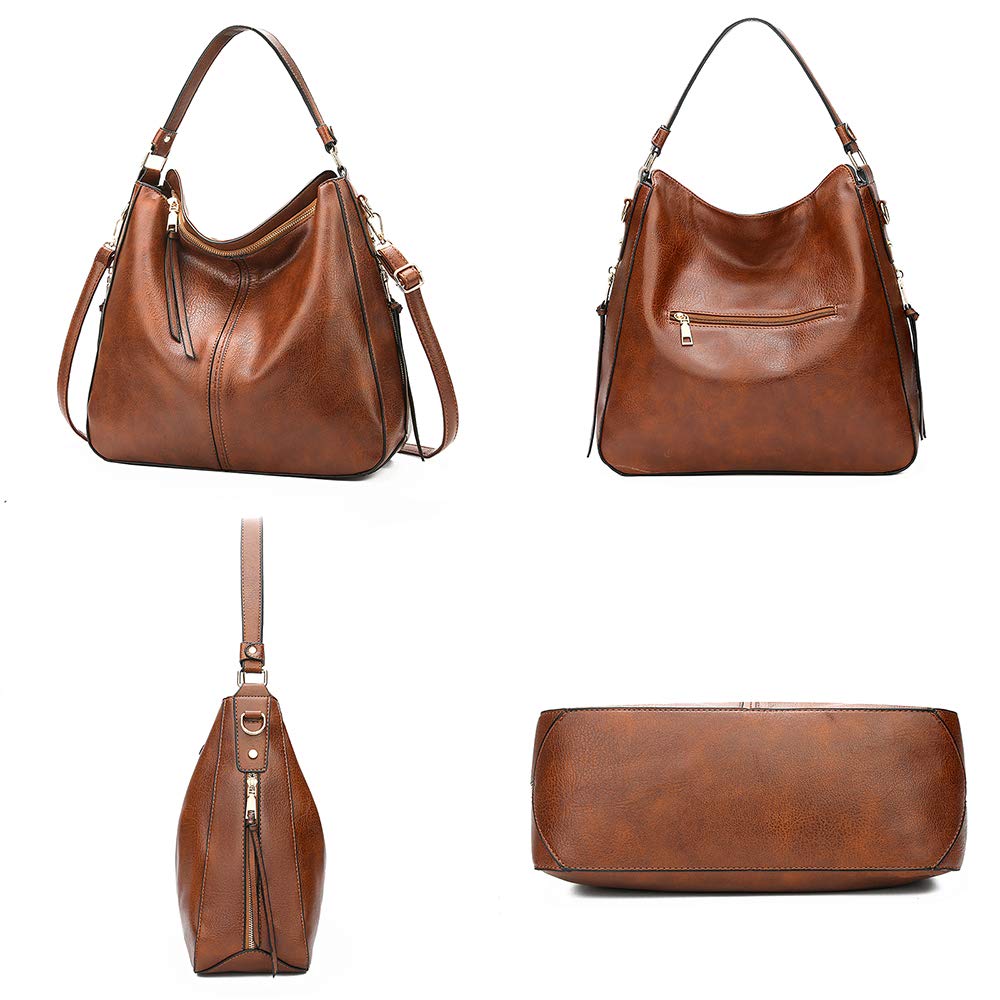 Kris Anna Hobo Borsa a Spalla con Tracolla da Donna Borse a mano Bauletto Secchiello in Pelle PU per Signora Marrone