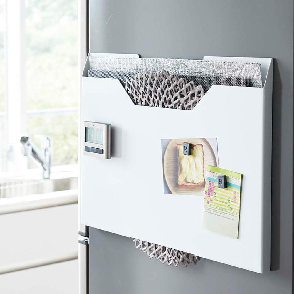 Slim White Magnetic Steel Placemat Organizer