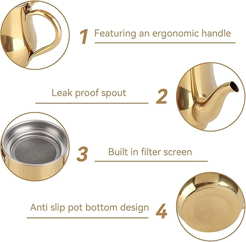 Miniatura 6 de Botella dispensadora de aceite de oliva, dispensador de aceite y vinagre dorado de 16.9 fl oz, dispensador de aceite de acero inoxidable con