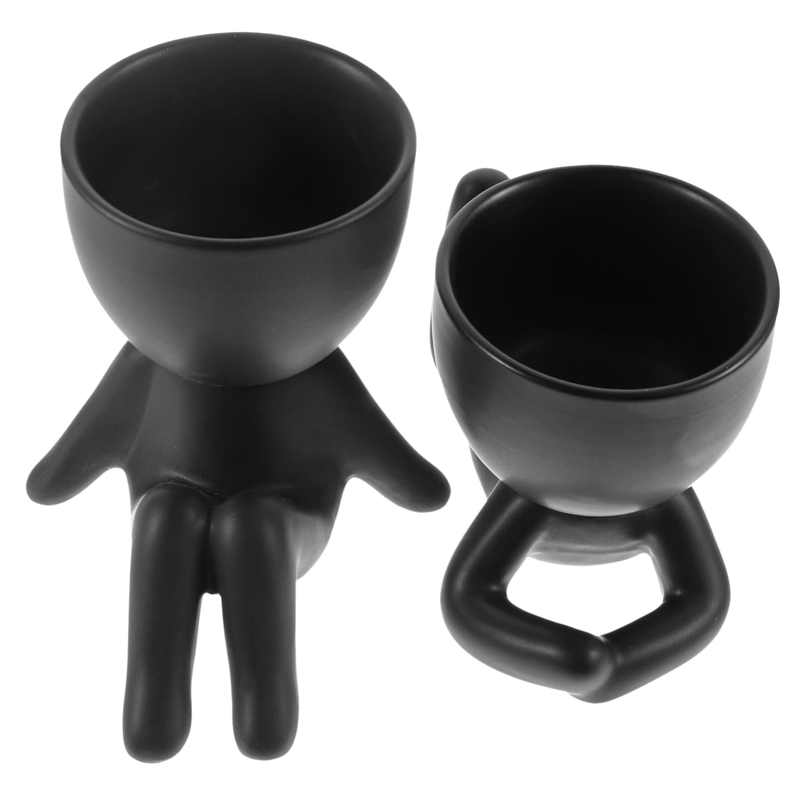 2 Stück Keramik Pflanztopf Figurenform Schwarz für Sukkulenten