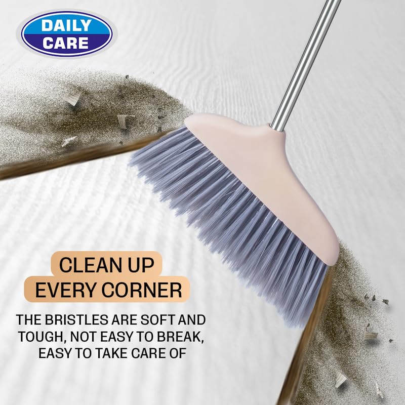Image of Long Handle Dustpan with Brush Set | Ergonomic, Heavy Duty, and Easy to Use for Home, Office, and Kitchen Cleaning (Grey)