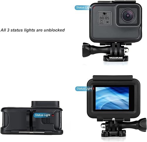 Miniatura 5 de Funda compatible con GoPro Hero 567 NegroPlateadoBlanco, Hero 2018 con tapa de lente y adaptador de montaje de trípode Funda protectora para Go Pro