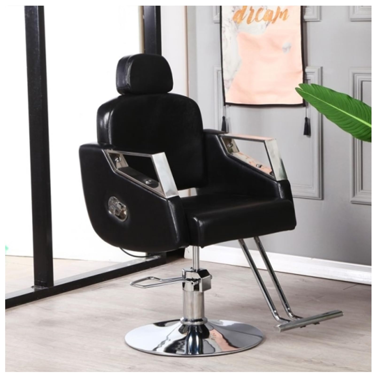 OZBMA Reclining Black Salon Barber Chair 360° Swivel Hair Stylist with ty Hydraulic Pump Comfortable Hairdressing for Professional Use