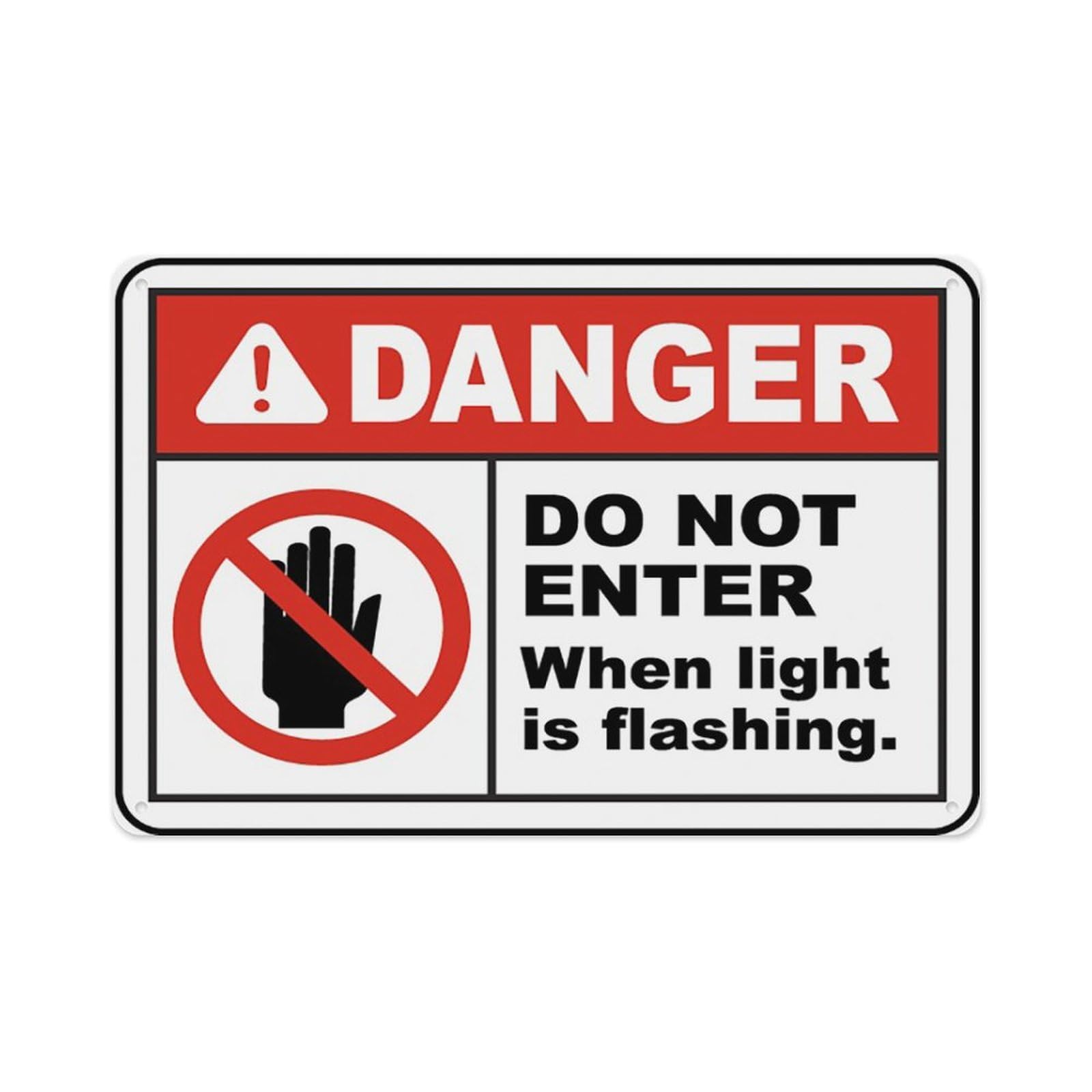 peiyeety DoEnter When Light Flashing Is Sign Aluminum Tin Warning Signs For Home Outdoor Garden 12X16 Inches