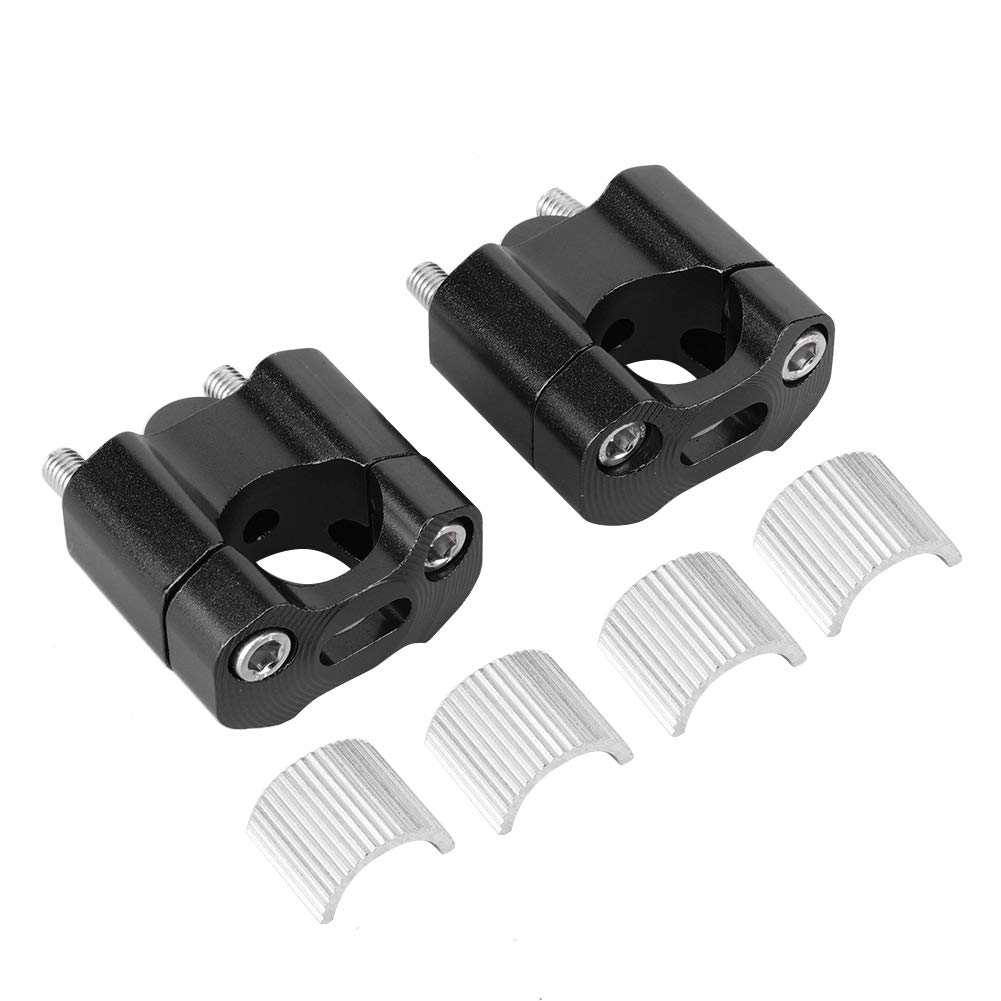 Qiilu Coppia 22mm/28mm 1/8in 7/8in Moto Manubrio Morsetti di Montaggio Riser Adattatore CNC in Lega di Alluminio (Nero) D5m971