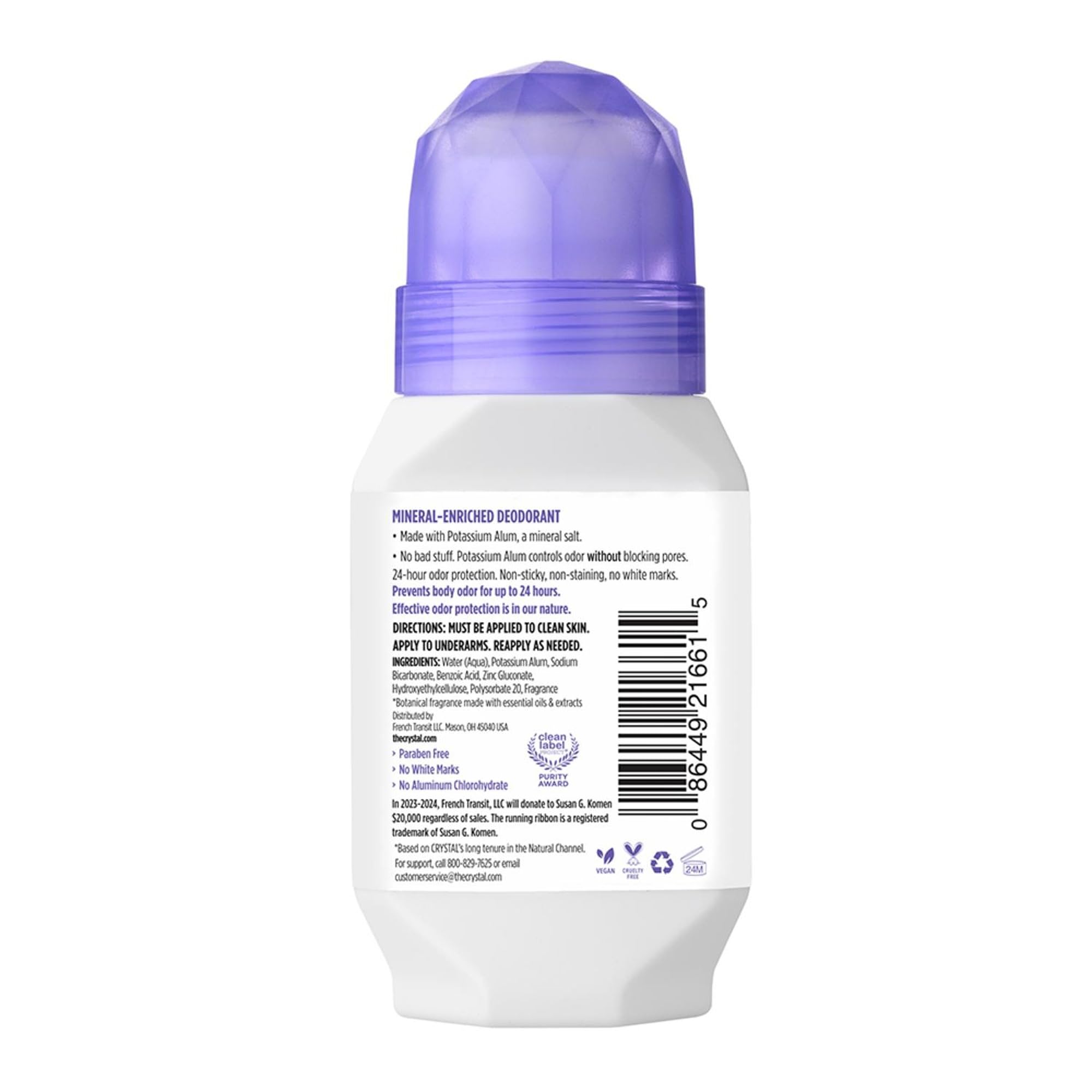 Crystal Deodorant Essenz Roll - On 2.25Oz Lavendel/weißer Tee