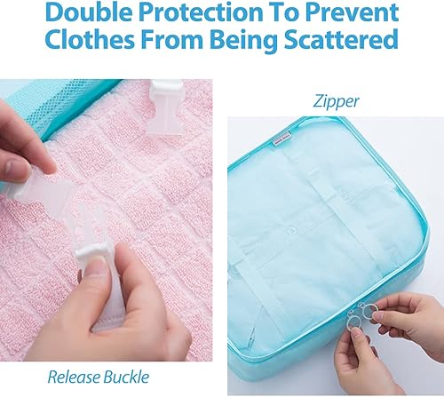 Miniatura 5 de MILILOVE Juego de 9 cubos de embalaje para maletas organizador de equipaje de viaje bolsas impermeables 4 cubos  1 bolsa de zapatos  1 bolsa de aseo