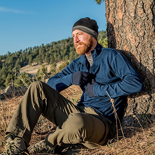Minus33-100% Merino Wool - Isolation Men’s Midweight Quarter Zip - Warm Pullover - Outdoor Recreation Sweater - No Itch Renewable Fabric - Black - Large #TOP5