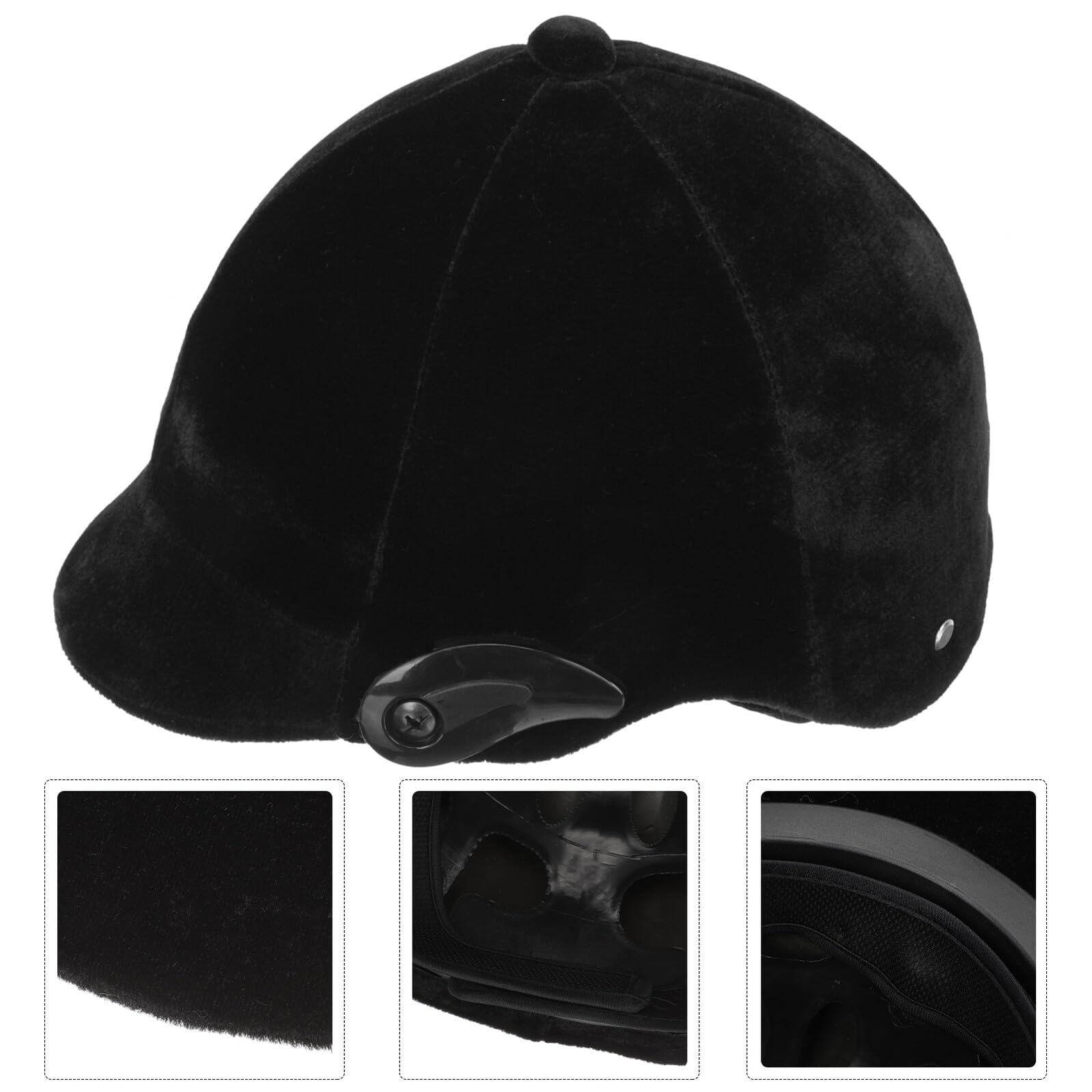 Casco Equestre per Ragazzi, Nero, Polipropilene, 55-60cm Regolabile | Cinturino Mentoniera Regolabile, Ventilazione Completa, Imbottitura Interna, Paraorecchie Rimovibili