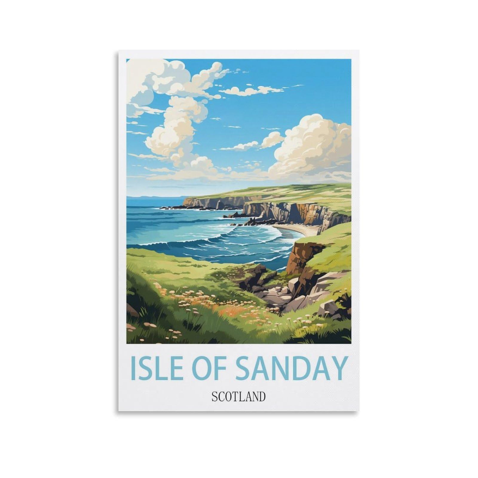 EZMLFA DIY Diamond Painting,Isle of Sanday Scotland 5D Landscape Diamond Painting Kits for Adult, Gem Art Crystal Art Kits for Adults, for Home Wall 30x40cm