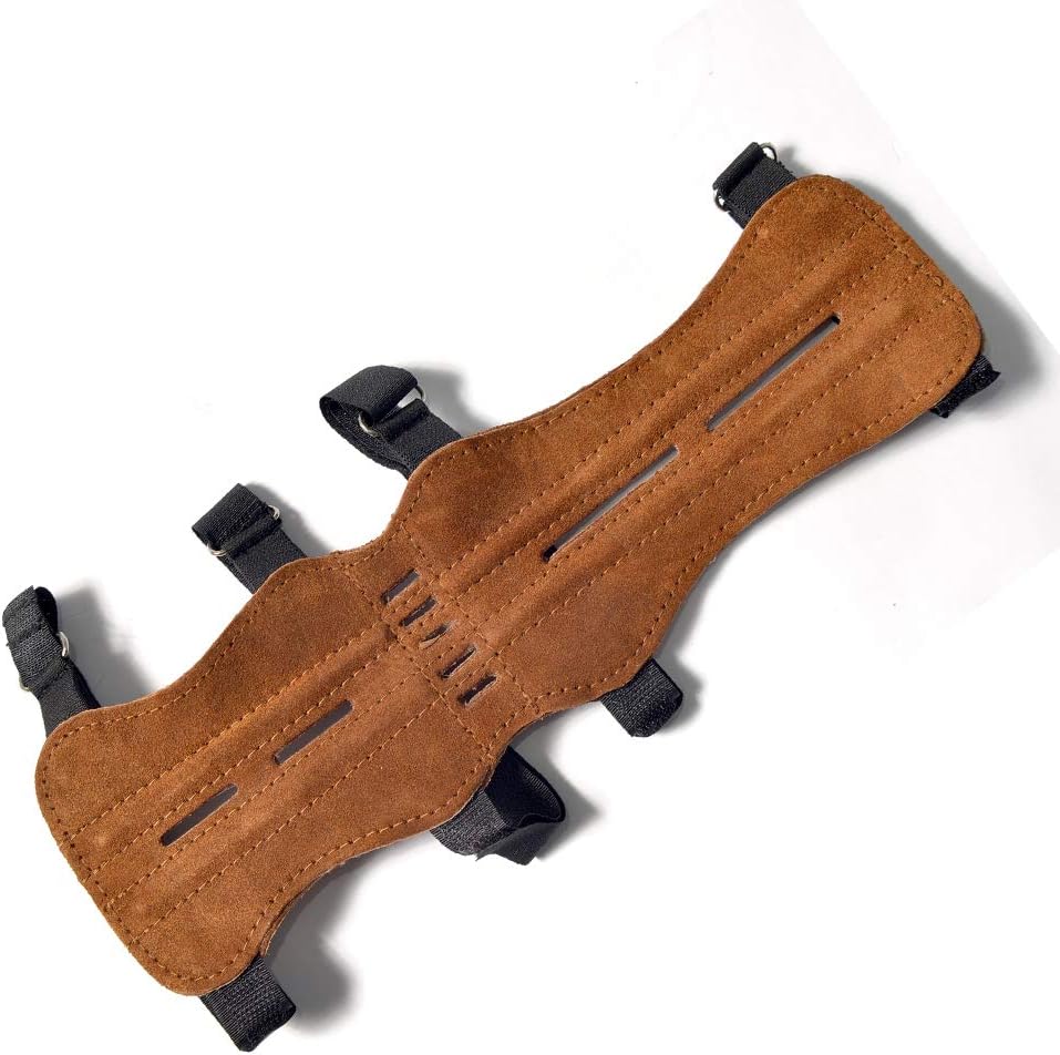 Universe Archery Leather Arm Guards | Bow Arm Protector 4 Strap Archery Guard in 2 Colors | High-Grade Adjustable Leather Armguard | Archery Sports Accessories (Brown) : Sports & Outdoors
