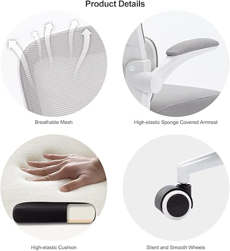 Miniatura 10 de BRTHORY Silla de oficina ergonómica de altura ajustable con soporte lumbar autoajustable, silla de computadora de malla transpirable, silla de