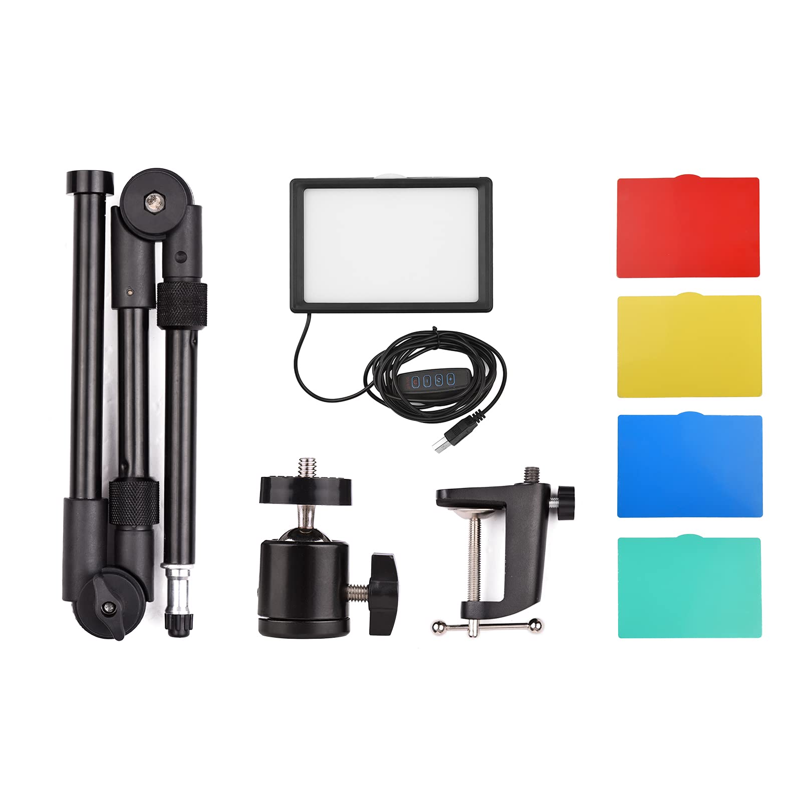 Kit de Luz de Vídeo LED, Luces de Estudio, 5 Filtros de Color para Iluminación de Fotografía, Kit de Iluminación de Fotografía Regulable de 3200-5600 K con Soporte de Luz, Luces