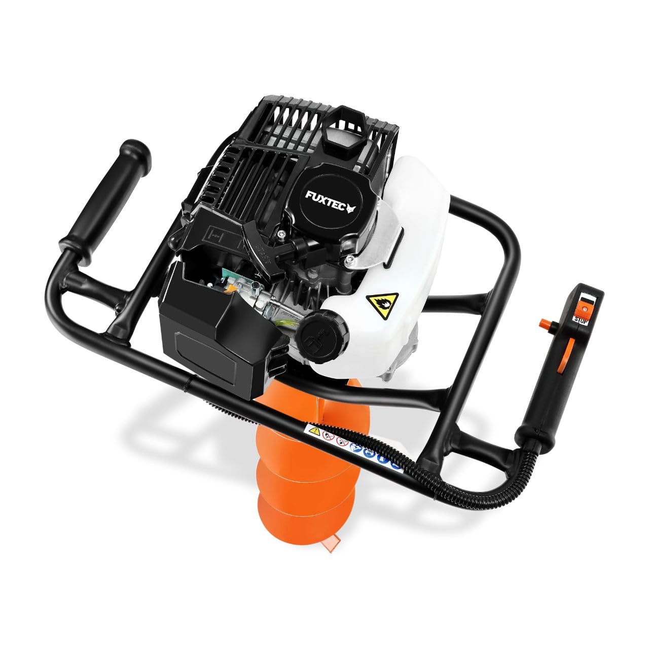 FUXTEC Tarière Thermique FX-EB143ECO - Moteur 2 Temps 42,7cm³ 1,25kW - Idéale pour la Plantation et Clôtures - Réducteur Intégré - Ergonomique & Compact - Forets Ø100/150mm Inclus – Réservoir 1L