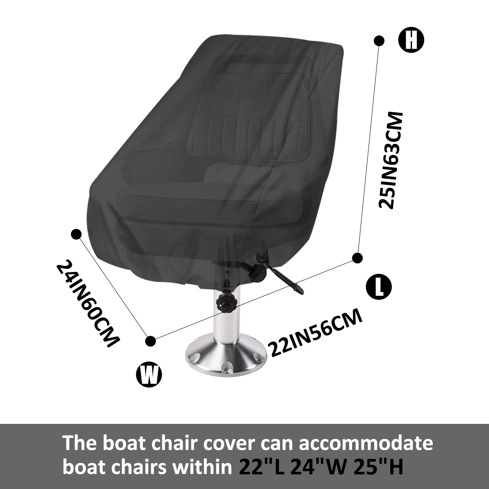 Coprisedile Impermeabile Per Barche E Yacht | Tela Resistente, Misura 56x61x64 Cm | Colore Nero | Facile Da Installare - Foto 5