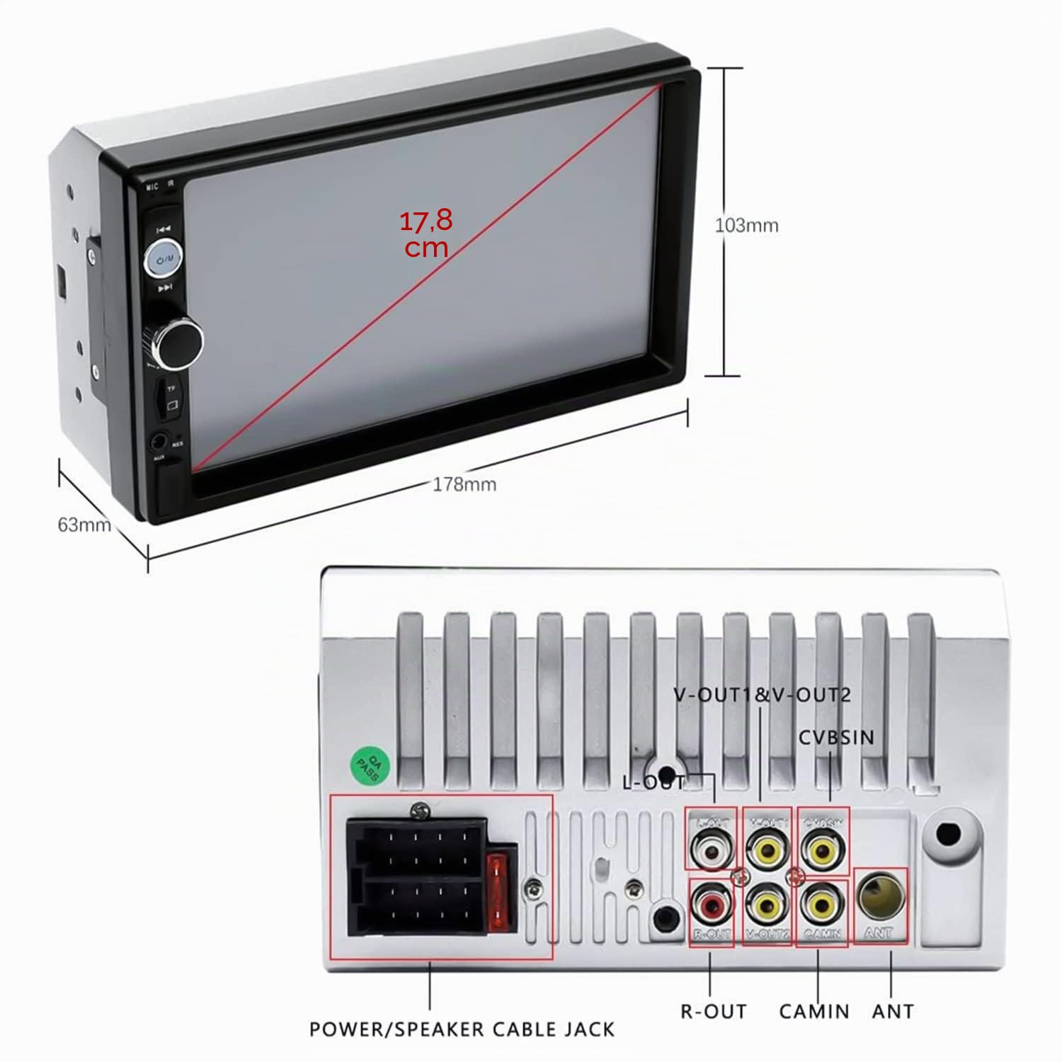 CAMECHO 7 Pollici 2 Din Bluetooth con Schermo Autoradio Auto, Car Stereo 2 Din Radio Touch Screen con Mirror Link FM Radio EQ AUX Comandi al volante +Telecamera Posteriore