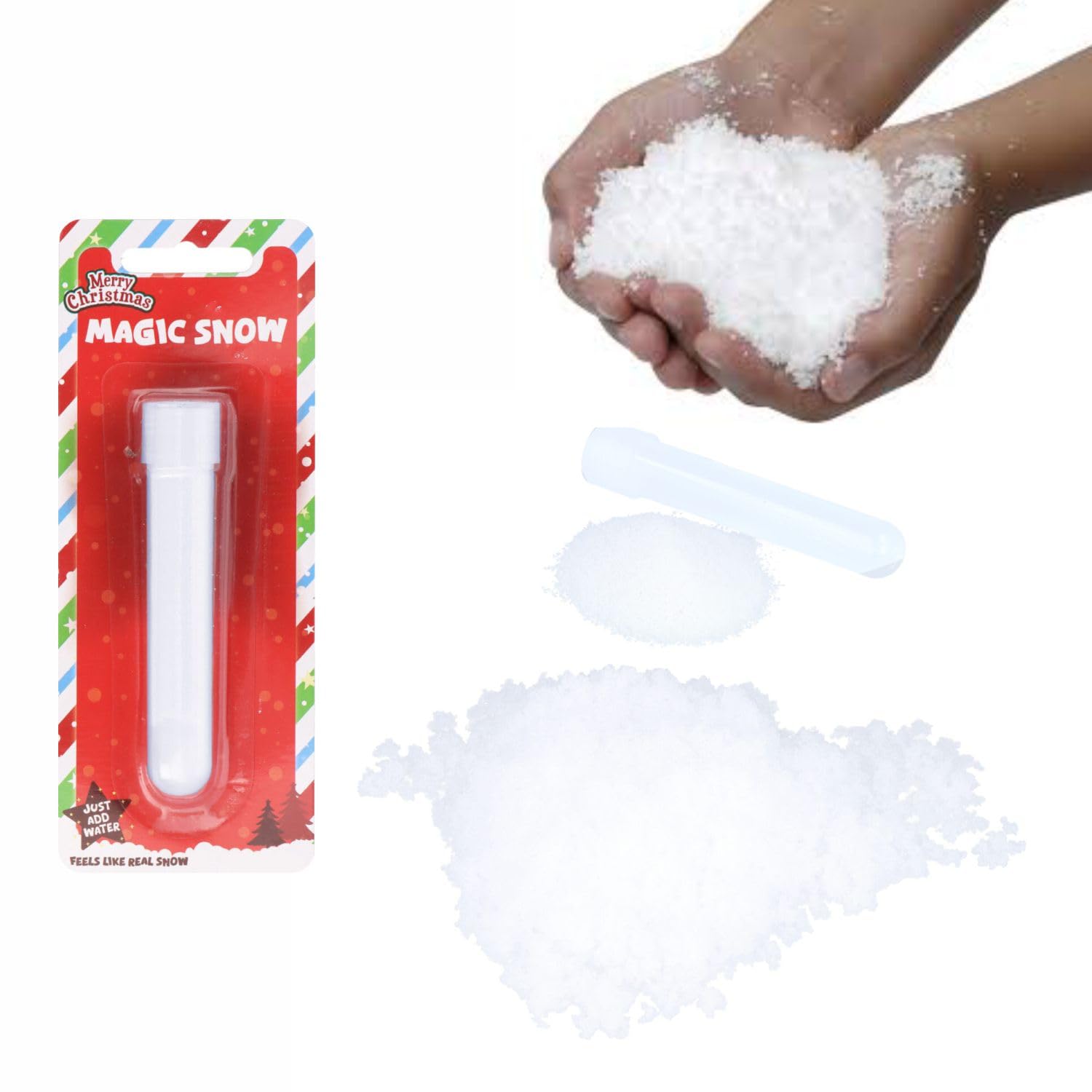 Magic Snow Tube Christmas Fake Snow Tube Instant Snow Christmas Artificial Snow Tube Magic Expanding Snow Magic Snow Powder Fake Snow Christmas Party Fluffy Snow Toy Christmas Party Magic Snow (12cm)