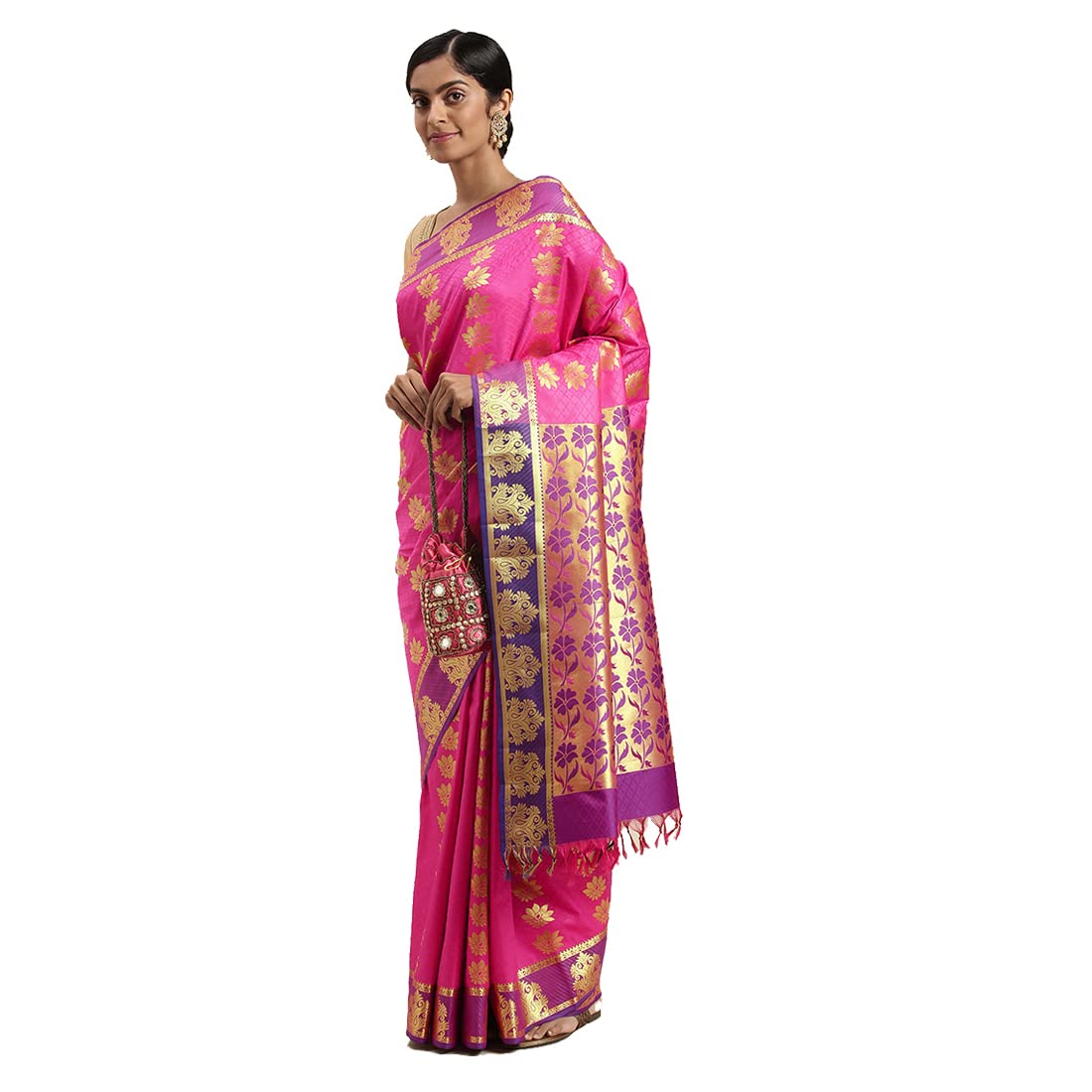 KANAKADARAKanjeevaram Zari Self Design - Festive, Party and Wedding Collection (Color : Light Pink -29A)