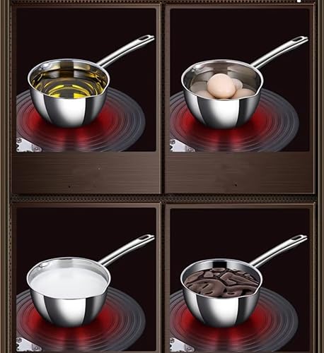Miniatura 4 de Wholeyhome - Cacerola calentadora de acero inoxidable con leche de café con mantequilla de 13.5 fl oz, mini olla para derretir chocolate con doble