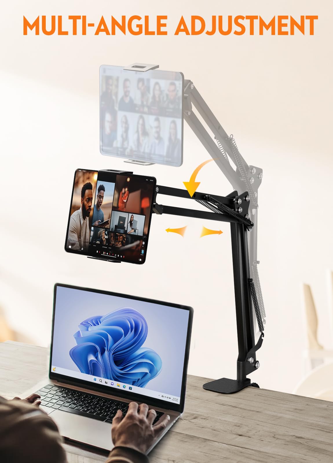 PEYOU Soporte Tablet Cama, Aluminio Soporte para Tablet con Rotación de 360 ° Giratorio para iPad Pro, Air, Mini, Samsung Tab e Huawei MediaPad