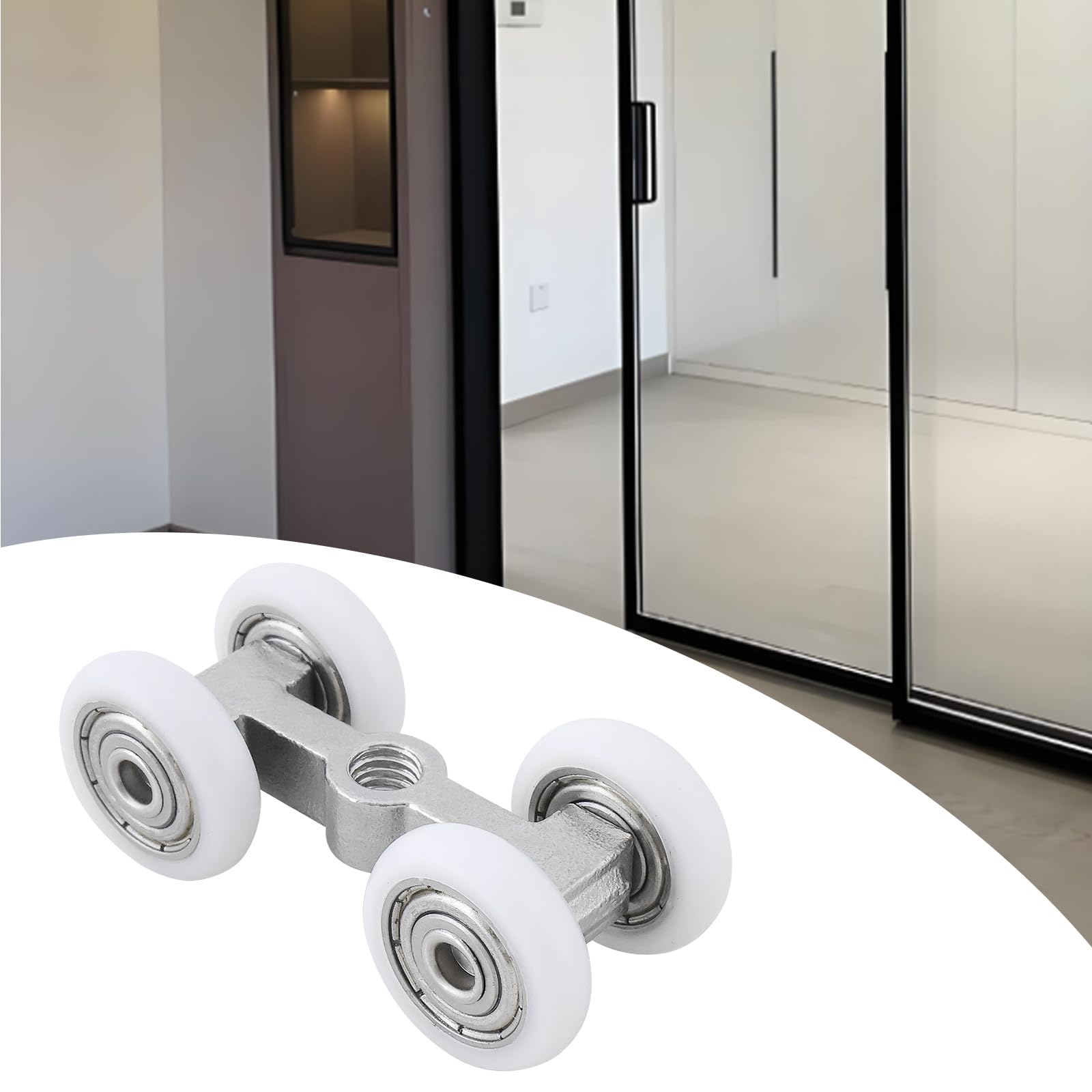 YINETTECH 2Pcs Sliding Door Roller 304 Stainless Steel Bearing Small Hanging Wheel Roller for Home Sliding Door Bathroom Glass Door 23.5x40x20mm - Image 3