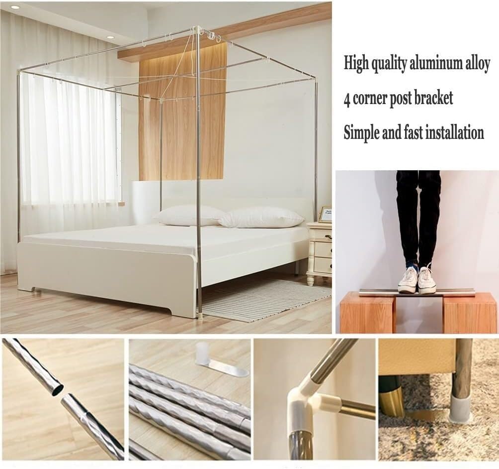 Baldaquin de lit à 4 Montants d'angle, Rideau de lit superposé Princesse avec moustiquaire, décoration de Chambre de Luxe