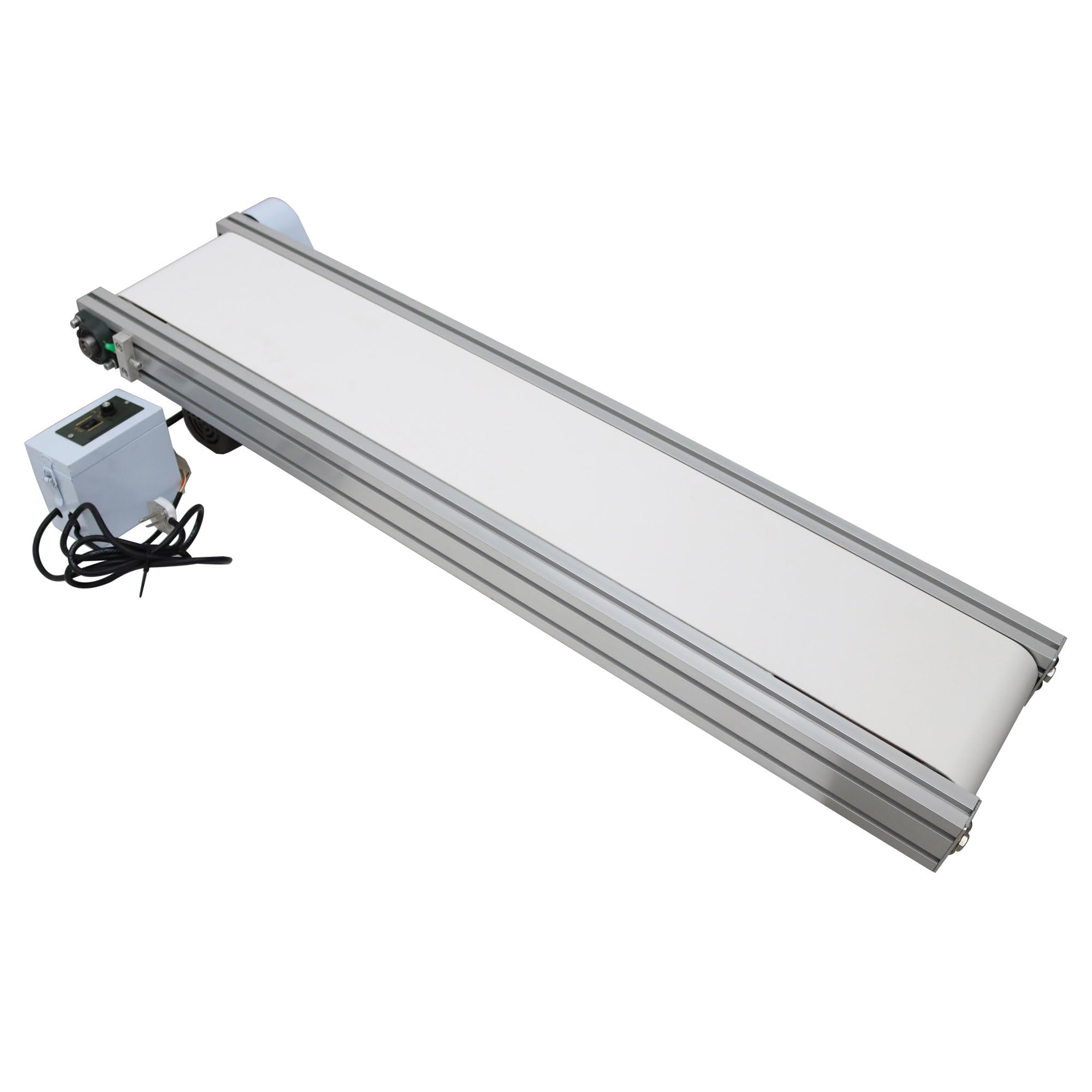 HQHAOTWU Flat Belt Conveyor PVC Belt Transport Conveyor Mesa Benchtop without Guardrail Industrial Transfer Conveyor Aluminium Alloy Frames 59×7.8inch Belt