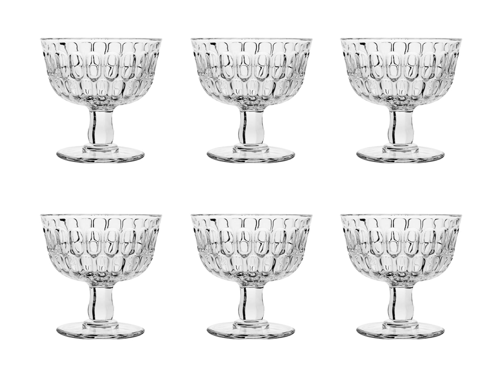 H&H Blow Set 6 Coppe Gelato in Vetro, Trasparente, 28cl