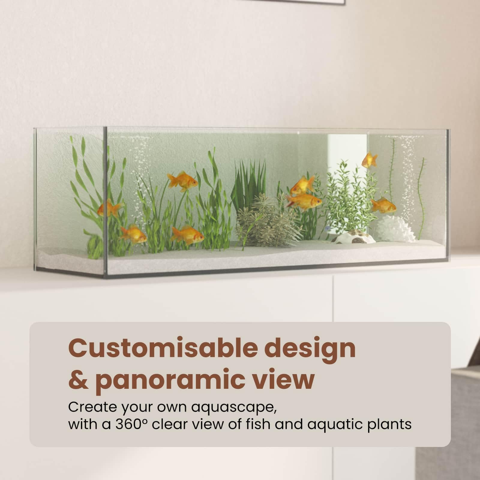 vidaXL Acquario con archiviazione Trasparente 60 x 20 x 20 cm Vetro, Espositore per Acquario, Tank in Vetro Moderno, Palla Panoramica per Pesci, Interno, Esterno, Rifugio Sicuro