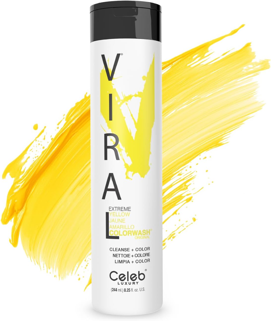 Celeb Luxury Viral Colorwash Yellow Colour Shampoo with BondFix Adhesion Boost, Semi-Permanent Hair Colouring, Vegan Dye, for Refreshing and Keeping a Yellow Hair Colour
