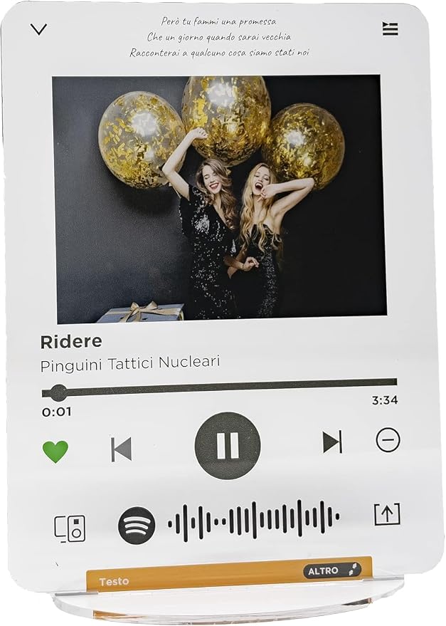 GFD Targa Personalizzata In Plexiglass Con Musica: Cornice Foto Ricordo Con Codice Spotify - Made In Italy