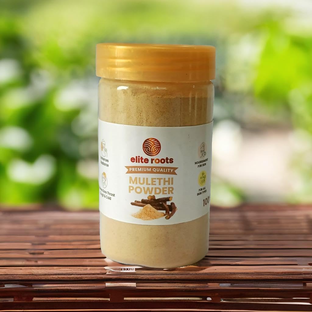 Eliteroots Premium Licorice Mulethi Powder | Ideal for Face Pack, Skin, Hair | 100% Organic, No Chemical, No preservative | Paraben Free | Sun Dried & Stemless for Face, Skin, Hair (200g, Mulethi Powder)