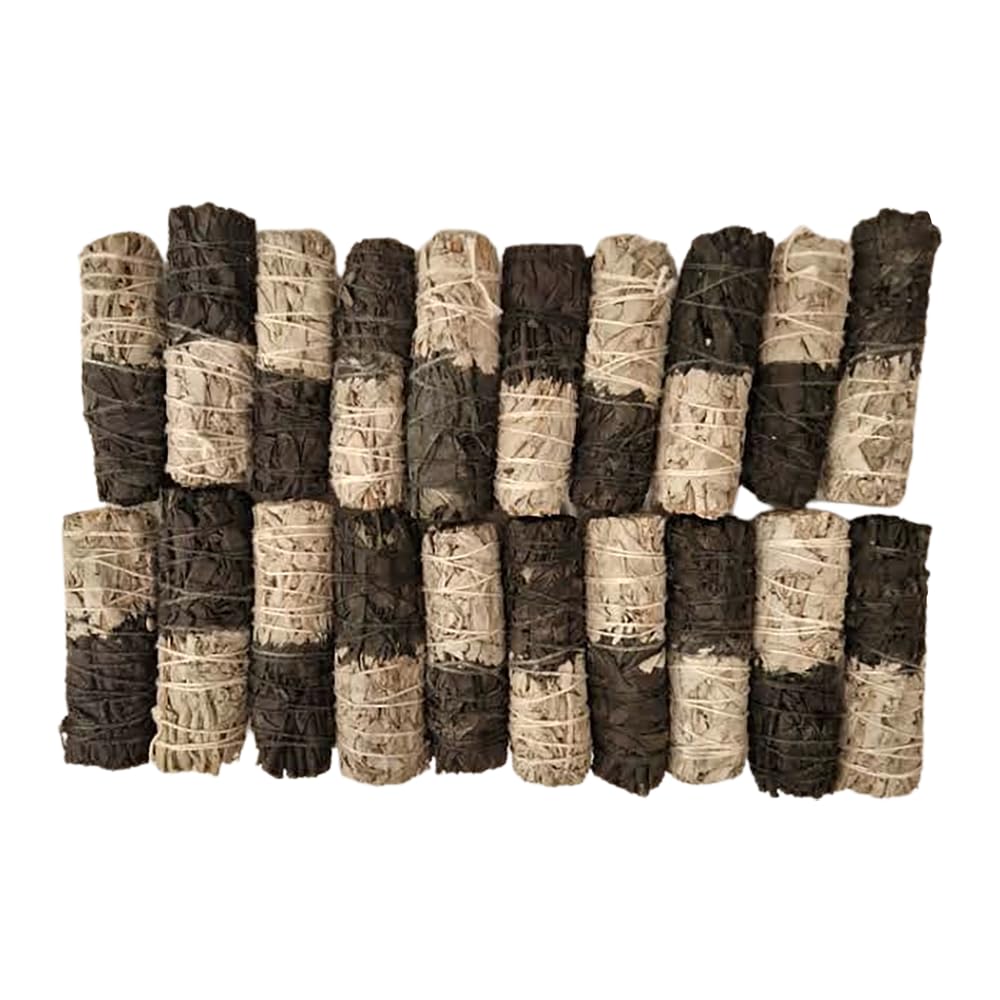 VIE Smudge Stick, Reversible Sage Black & White, Positivity 4", Pack of 20