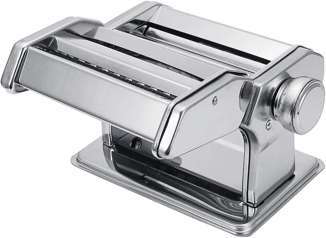 CCKUHN Mquina Profesional para Hacer Pasta, mquina de Rodillo para Hacer Pasta Fresca de Acero Inoxidable, Kit de Herramientas para Fideos Espaguetis, Cortador Fresco (Color: Plata, Tam