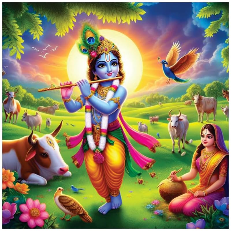 Image of British Terminal Cute little Bal Gopal Baby God Krishna| Kanha Ji | Laddu Lord Makhan Chor Painting Religious Poster for Pregnant Women for wall (matt thin vinyl,sticker,multicolor,unframed)| bj289