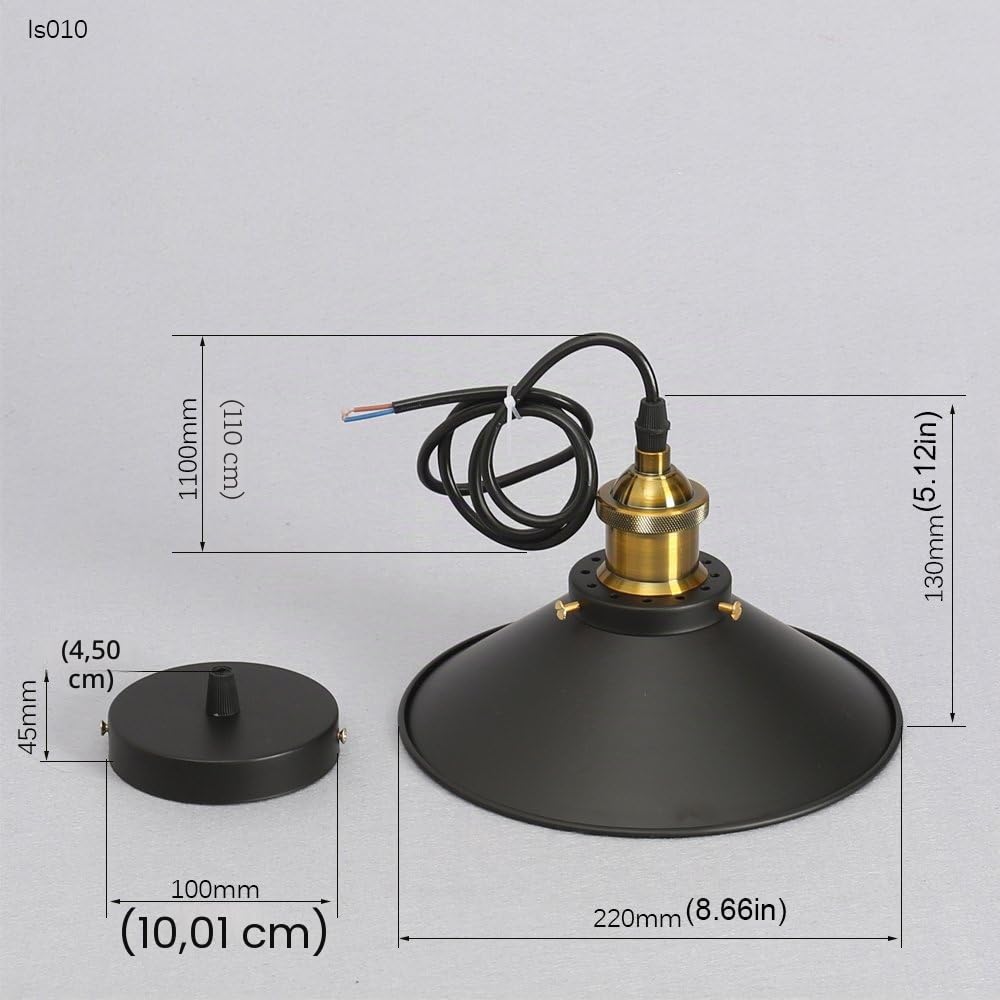 Chrasy Vintage Industrial Colgante de Luz Negro Metal Pantallas de Iluminación Retro Clásico Edison Lámpara de Techo Moderna Iluminación, 2 pcs