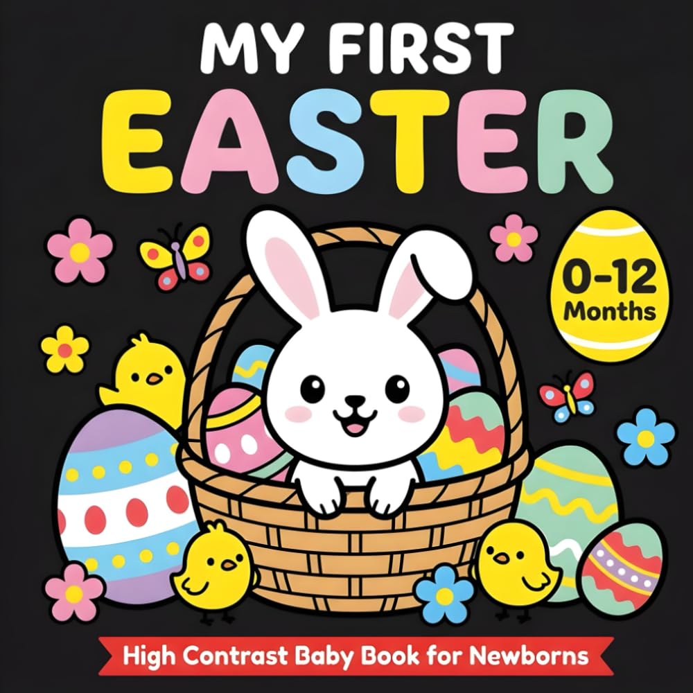 My First Easter High Contrast Baby Book for Newborns 0–12 Months: 90+ Cute Black & White Easter Images to Stimulate Infant Vision and Support Early Brain Development (Easter Basket Stuffers)