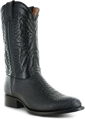 Soto Boots Men's Python Print Square Toe Cowboy Boots H4021