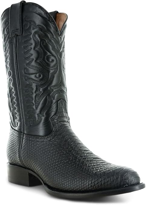 Soto Boots Men's Python Print Square Toe Cowboy Boots H4021