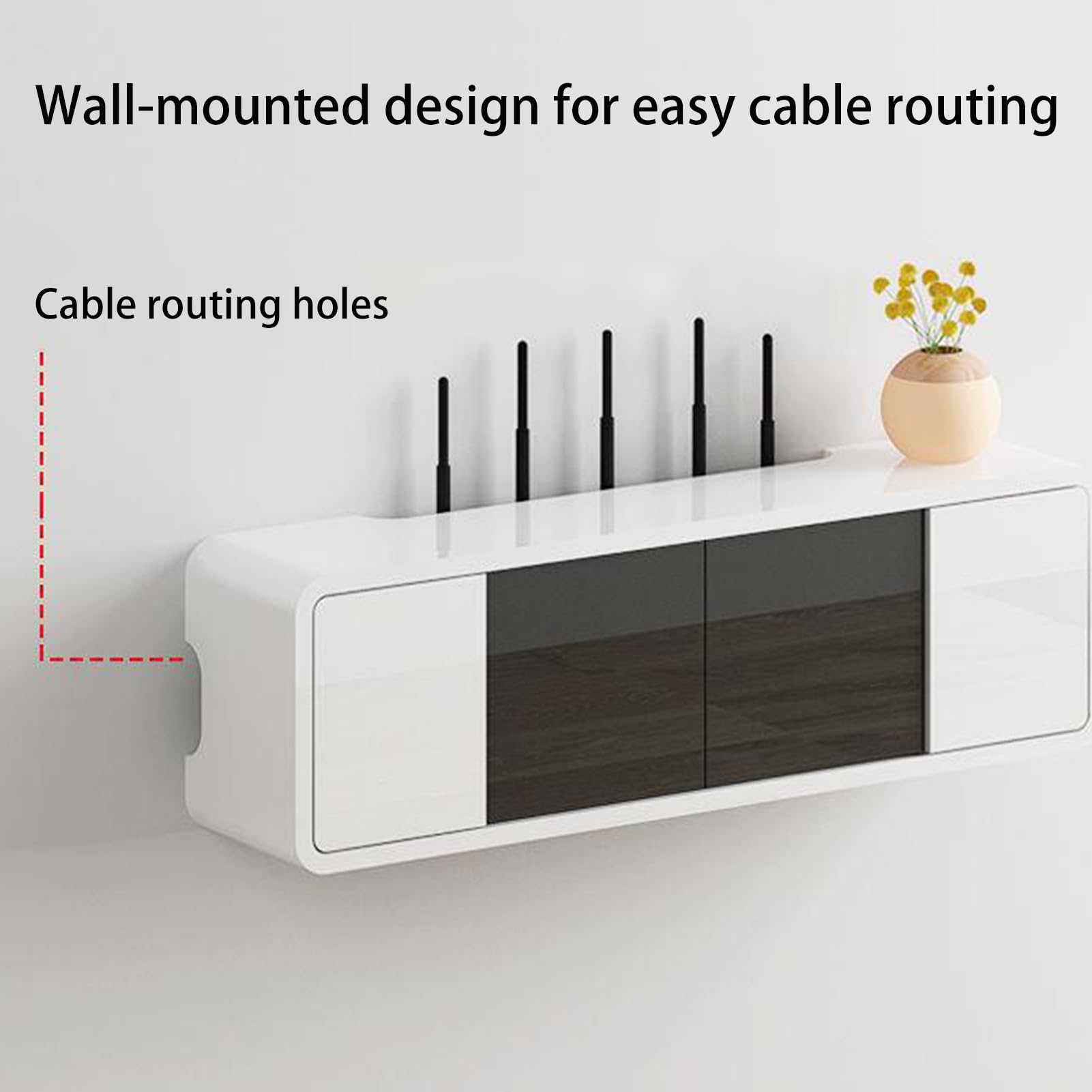 Boîtier de Rangement Mural dissimulant Le routeur Wi-FI, étagère avec Porte vitrée, Excellente Dissipation de la Chaleur, idéal for la Chambre, Le Salon(Nero,50cm/19.7in)