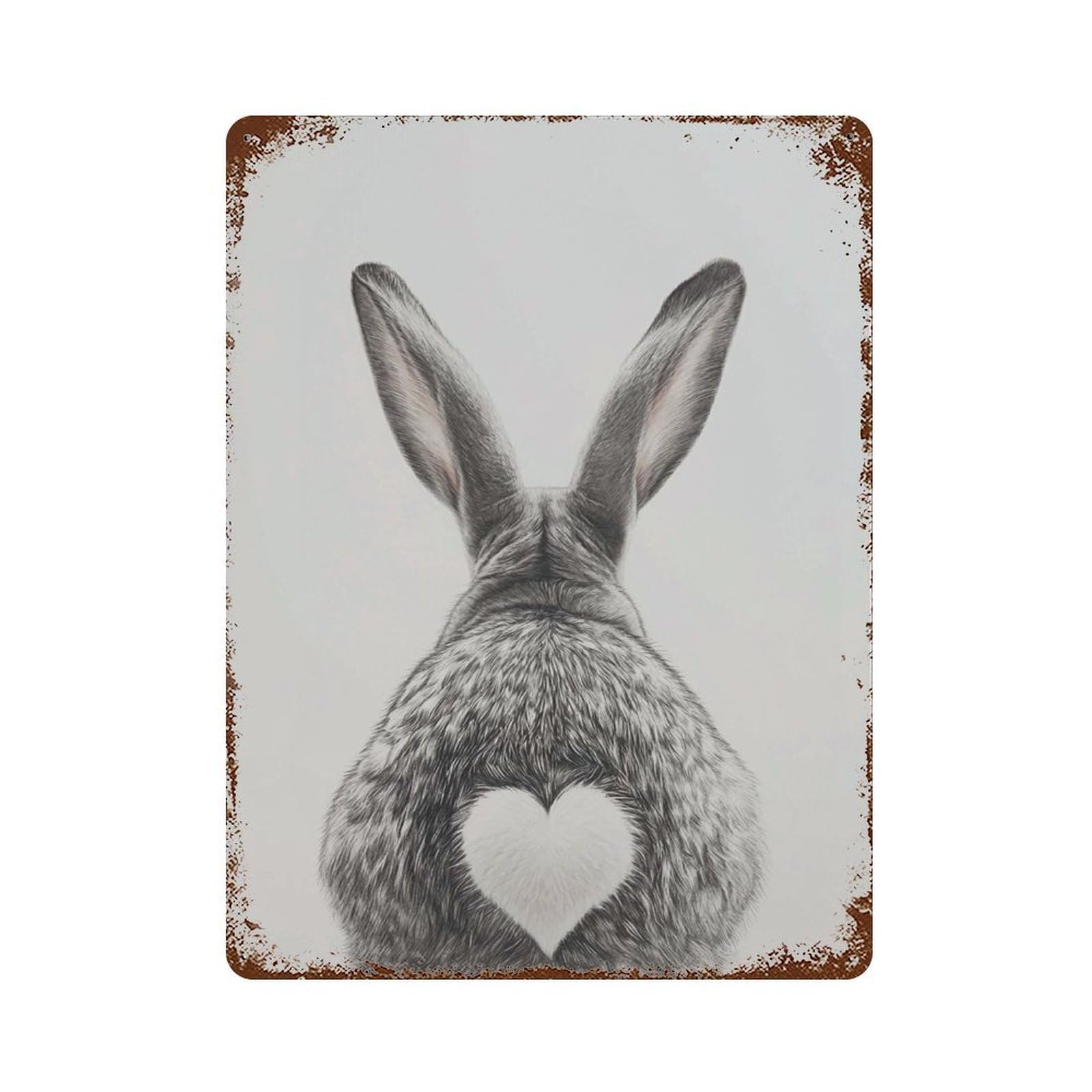 xiaoxiaoshen Bunny Cute Rabbit Black And White Animal with He Nursery Butt Wall Decor Art Metal Tin Poster Modern Home Decor Art Home Bar Shop Decorations Vintage Sign 40x30cm
