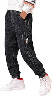 Jeans 2025 - Vaqueros para niño con ajuste recto normal, pantalones vaqueros informales, pantalones de mezclilla elásticos, pantalones de mezclilla para niños, pantalones elásticos de pierna