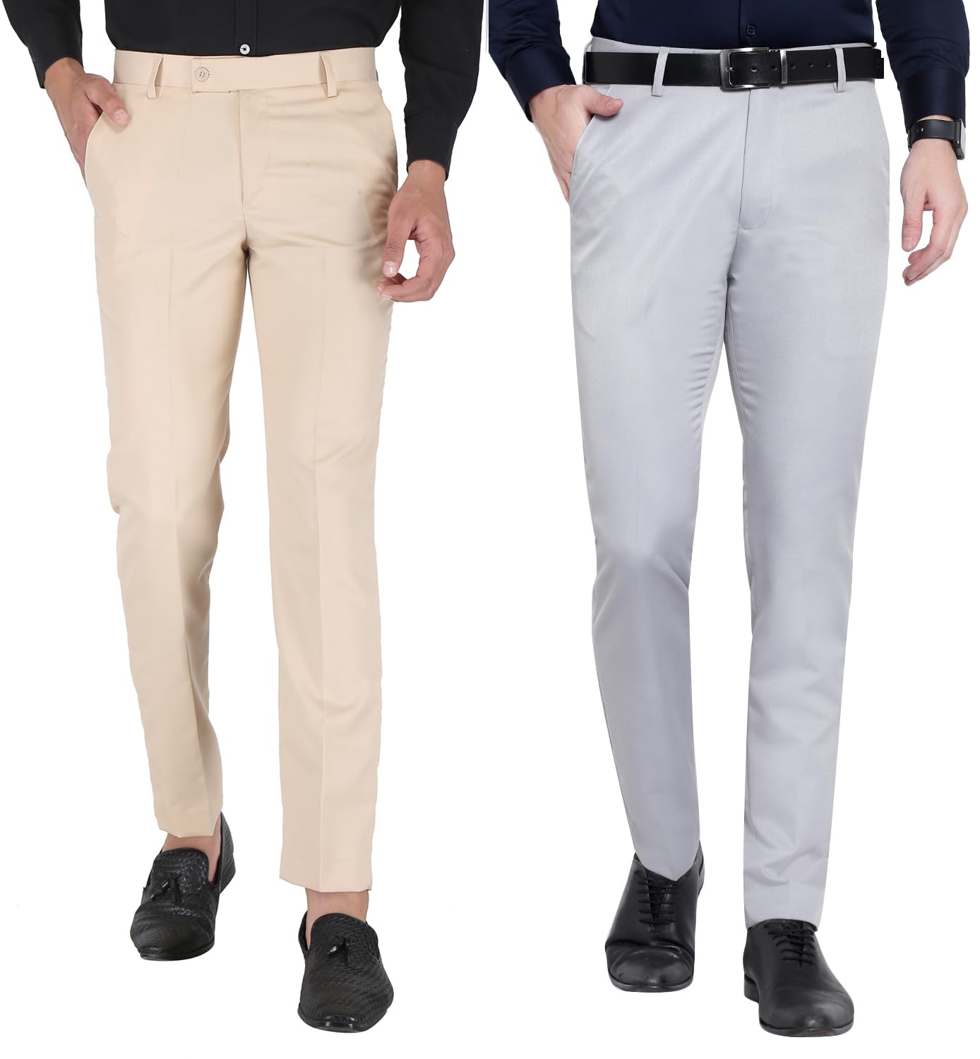 Men's Slim-Fit Dress Pants – Flat Front Formal Trousers with Comfort Polycotton Fabric – Wrinkle-Resistant & Machine Washable Perfect for Office (Pack of 2)-image-26