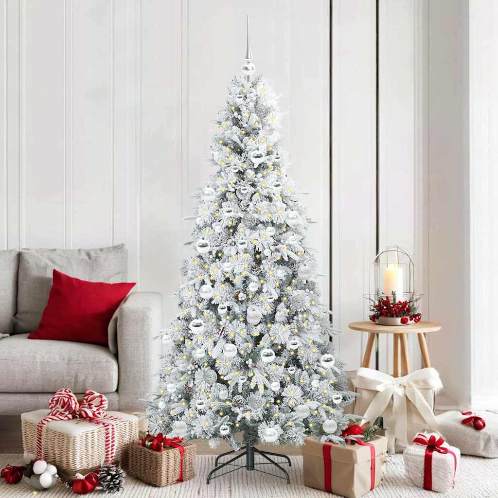 Árbol de Navidad de 180 cm con luces blancas artificial exterior e interior