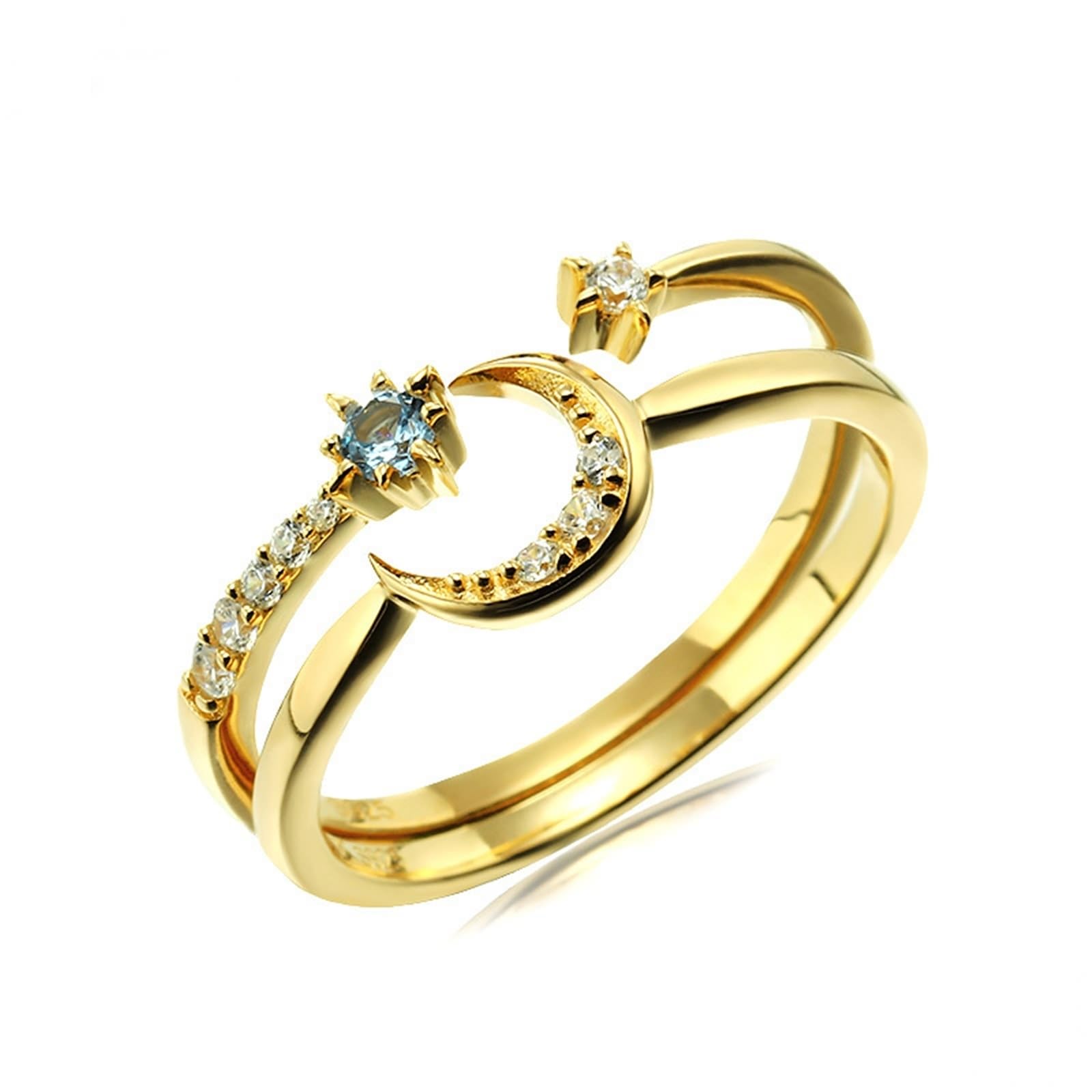 Wycian Engagement Ring For Women 18K Gold, Gold Ring zum Basteln Größe 45 (14.3) für Damen Neujahr